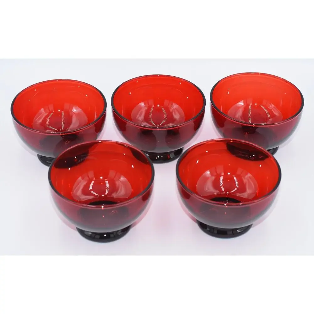 Low Sherbet Baltic Royal Ruby by ANCHOR HOCKING 5pc Set